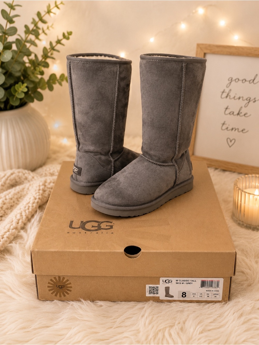 UGG Tall Suede Boots in Gray